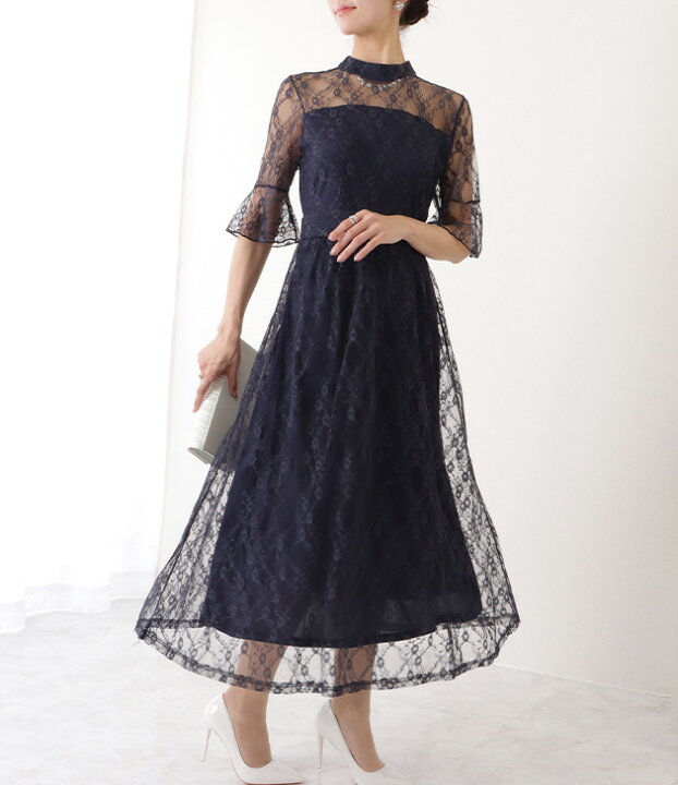 楽天市場】ウエスト切り替え ロングワンピース ドレス ブラック ミント  