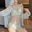 ノンワイヤー モールドブラジャー ショーツ 2点セット シームレス 3／4カップ 脇高 パッド内蔵 3段ホック 谷間メイク 盛れる 美胸 レディース アンダーウェア 下着 ランジェリー 上下セット ネイビー ピンク ラベンダー グリーン グレー
