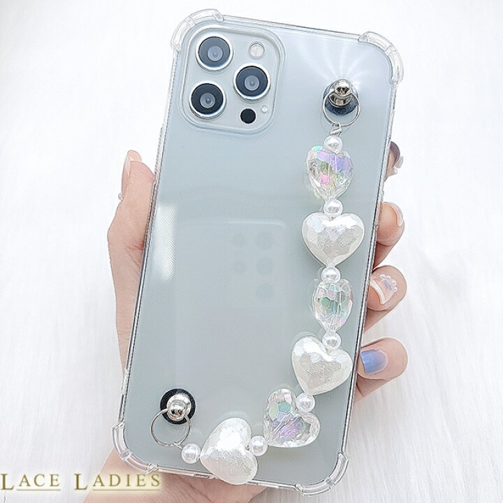 楽天市場】ハート チェーンストラップ付 クリア iPhoneケース 