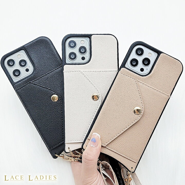 楽天市場】ネックストラップ カードホルダー付 PUレザー iPhoneケース 
