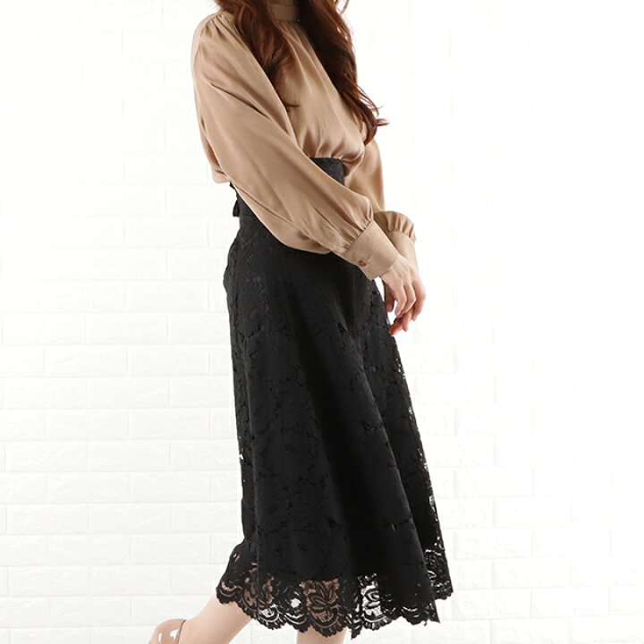 楽天市場】レースアップ 総レース スカート レディース ハイウエスト  