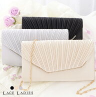 ビジューフレーム サテン プリーツ クラッチバッグ パーティーバッグ ショルダーバッグ ハンドバッグ レ…