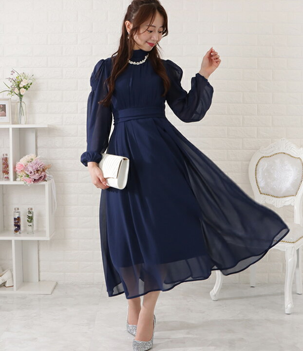 楽天市場】ギャザーシェイプロングシフォンワンピース 女性 レディース  