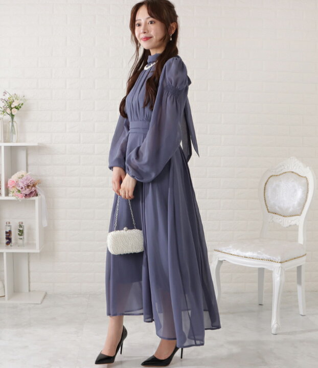楽天市場】ギャザーシェイプロングシフォンワンピース 女性 レディース  
