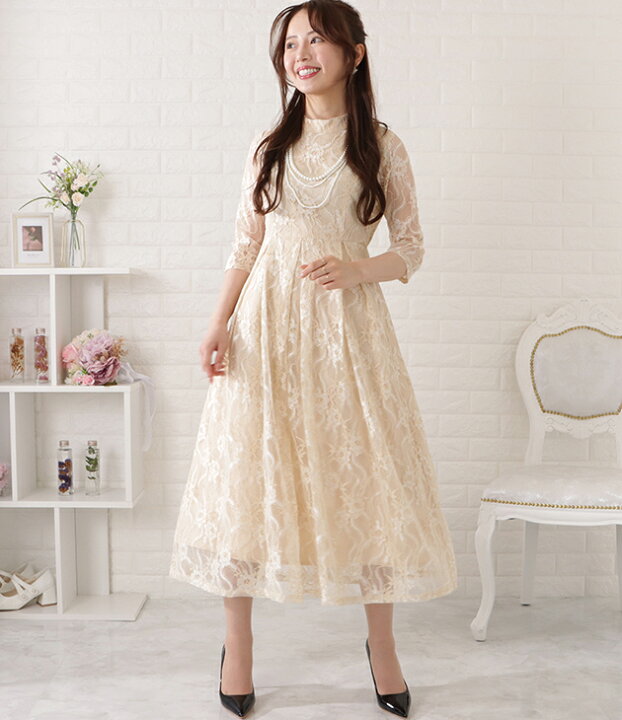 楽天市場】総レース5分袖タックワンピース 女性 レディース ワンピース  