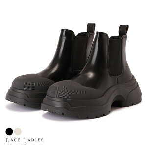 異素材 サイドゴア 厚底 ショートブーツ PUレザー ラウンドトゥ タンクソール ボリュームソール レディース 春 秋 冬 美脚 脚長 カジュアル ストリート きれいめ フェミニン ガーリー 韓国 ブ