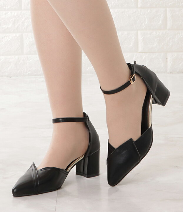 楽天市場】サイドオープンストラップパンプス 女性 レディース 