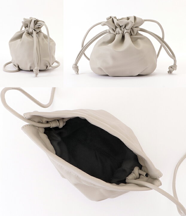 楽天市場】レザー調ドローストリング巾着ショルダーバッグ レディース  