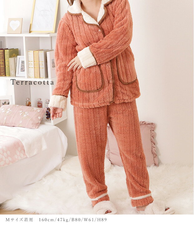 楽天市場】立体ストライプ配色フランネルルームウエア 女性 レディース  