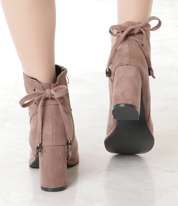 楽天市場】後ろレースアップスエード調ショートブーツ 女性 レディース  