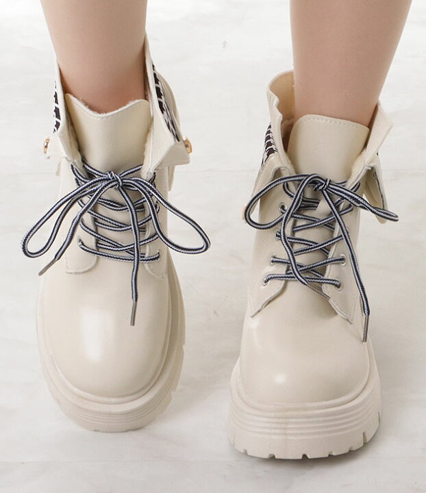 楽天市場】千鳥格子レースアップ厚底ショートブーツ 女性 レディース  