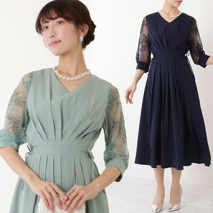 楽天市場】花柄 レース サイド リボン Vネック ワンピース 女性 