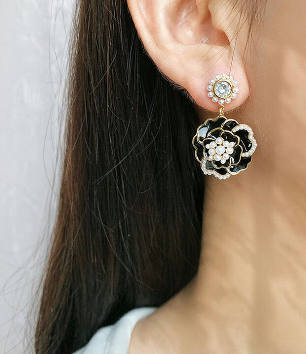楽天市場】レイヤード フラワー パール × ビジュー ピアス 女性 