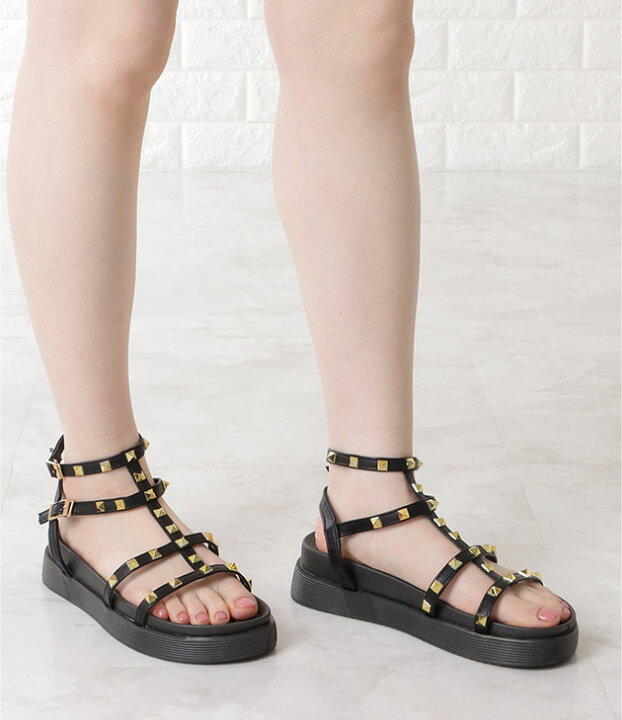 楽天市場】スタッズ付きクリアヒールストラップサンダル 女性  