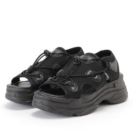 ナローストラップ付き厚底スニーカーサンダル 女性 レディース スポサン オープントゥ 清涼感 涼しい 春 夏 秋 マリン ビーチ 海 プール 水着 ボリューム 凹凸 安定感 ホールド フィット感 スポーティ カジュアル