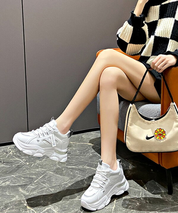 楽天市場】クリア ヒール 配色ライン 厚底 スニーカー 女性 レディース 