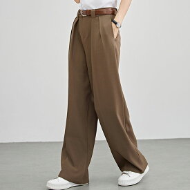 ハイウエスト ワイド ストレート タック パンツ 女性 レディース ボトム ズボン スラックス スーツパンツ 春 夏 秋 体型カバー 立体感 センタプリーツ 細見え ストリート きれいめ カジュアル 大人 オンコーデ 単色 無地