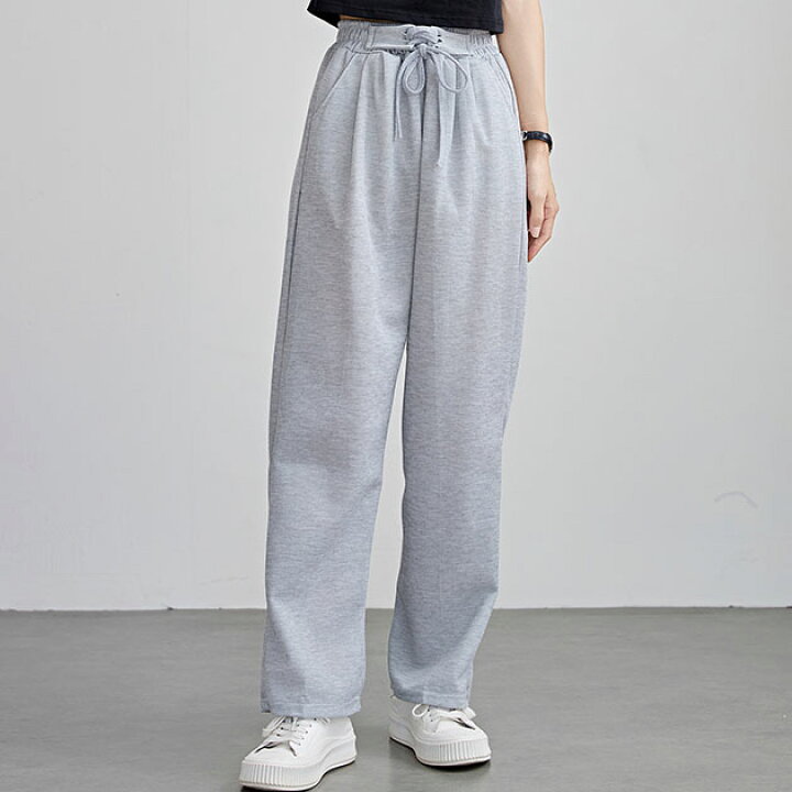 楽天市場】レースアップベルト付き ハイウエスト ワイド スウェット  