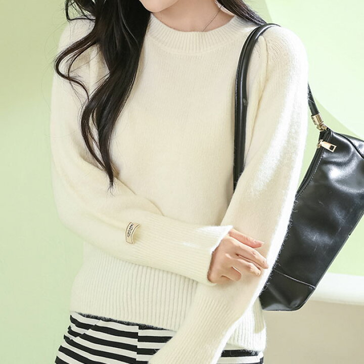 楽天市場】ラウンドネック コンパクト 長袖 ニット プルオーバー 女性  