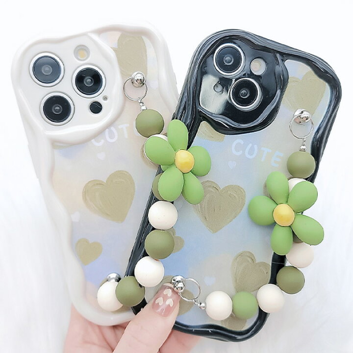楽天市場】ウエーブライン 3D フラワーストラップ付き iPhone ケース 