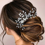 オーバル パール ビジュー ボタニカル ヘアコーム 女性 レディース ヘアアクセサリー 髪飾り 結婚式 花嫁…