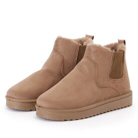 サイドゴア 裏ボア ムートン風 ショート ブーツ 女性 レディース 靴 シューズ 秋 冬 合成皮革 スエード調 ぽってり フラット ボリューム 凹凸 カジュアル ストリート 安定感 メンズライク 防寒 温活 あったか 裏起毛
