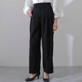 バック ゴム ソリッドカラー ワイド タック パンツ 女性 レディース ズボン ボトム 単色 無地 ミニマル 着まわし スラックス スーツ カジュアル きれいめ シンプル ゆったり 大人 オフィス モード ハイウエスト ゆったりエレガント とろみ