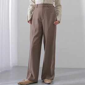 ソリッドカラー ハイウエスト ワイド ストレート パンツ 女性 レディース ズボン ボトム 単色 無地 ミニマル 着まわし スラックス スーツ カジュアル きれいめ シンプル ゆったり 大人 オフィス モード 腰高設計 ゆったり