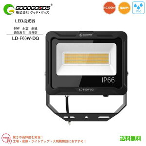 yzGOODGOODS ObhObY LED  ʋCٕt ϐk ϕ Px DꂽM O^ LD-F60W-DQ dF 3000K 60W 10200lm h IP66 Ra80 Ǝˊpx120° ߊpx180° K͎{ݗp ȃGl