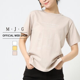 【レビューで￥1,000offcp】【公式】【定番】M・J・G エムジジェ プリント半袖Tシャツ レディース Tシャツ クルーネック カットソー 大人カジュアル シンプル コットン [2023秋冬新作] [秋冬] GMT371 母の日 プレゼント