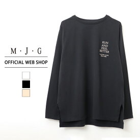 【公式】【40%OFF】M・J・G エムジジェ プリント長袖T レディース Tシャツ ロンT オールシーズン 体型カバー 上品 高品質 オフホワイト ブラック ペールイエロー [2023春夏新作] [春夏] GMT344