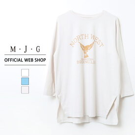 【公式】【15%OFF】M・J・G エムジジェ プリント7分袖T レディース 春夏の人気アイテム Tシャツ 着回し 上品 綿100% 家庭洗濯可 メッセージ 高品質 百貨店 [2023夏新作] [夏] GMT368 母の日 プレゼント