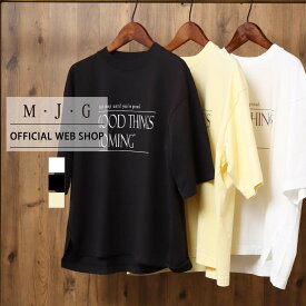 【公式】【新作入荷】M・J・G エムジジェ プリントワイドTシャツ レディース トップス 半袖 プリントT オフホワイト ブラック レモン 爽やか ワイドスリーブ 透けにくい 綿100％ 上質 [2024夏新作] [夏] GMT416