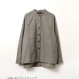 【公式】【30%OFF】【在庫限り】M・J・G エムジジェ スモックシャツ チェックシャツ ノーカラー レディース グレンチェック タータンチェック デニム 羽織 ツイード調 天然繊維 [SALE] GMT715 母の日 プレゼント