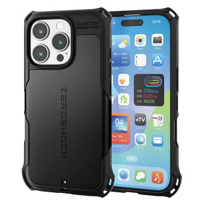 �G���R�� iPhone 16 Pro �P�[�X �ϏՌ� �Ռ��z�� ZEROSHOCK [�t�B�����t��] �n�j�J���\�� 4�p�_���p�[ ���C�����X�[�d�Ή� �X�g���b�v�z�[���t�� �u���b�N PM-A24CZEROBK