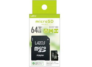 Lazos microSDXC[J[h 64GB UHS-I U3 CLASS10 L-B64MSD10-U3qLB64MSD10U3r