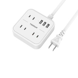 TESSAN テッサン 電源タップ 延長コード USB コンセント 3個AC口 3つUSBポート 3m TS-103-3