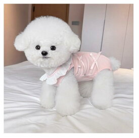犬服 フリル付き ワンピース 小型犬 春夏 ピンク 可愛い ドッグウェア