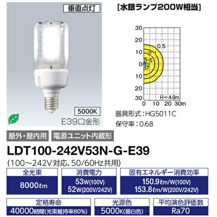 楽天市場】岩崎 LDT100-242V53N-G-E39 LDT100-242V53L-G-E39 LDT100 