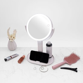 【キャンペーン特典付】VENUSiS ヴィナシス スマホスタンド付き LEDミラー VML-4200-5X ホワイト【女優ミラー 3色調光 充電式 トレー付き メイクミラー 明るさ調整 卓上ミラー 化粧ミラー ヒビノオーガニックオイル150ml付】