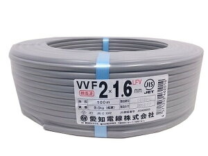 ���m�d�� VVF1.6mm×2C VVF�P�[�u�� 100m�� �D�F �y�݌ɗL��/���������z �C���{�C�X�Ή��E�̎������s��