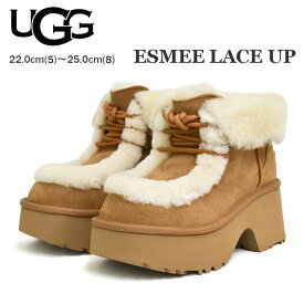 UGG アグ エスミー レースアップ レディース ブーツ 厚底 ショートブーツ ウィンターブーツ スエード ファー ブラウン W ESMEE LACE UP 1171532