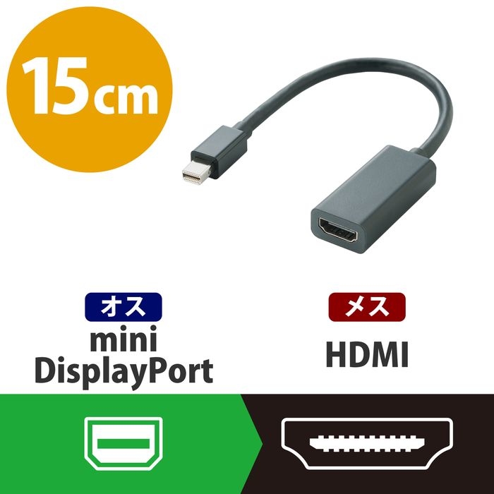 エレコム miniDisplayPort変換アダプタ/forAPPLE/HDMI/ブラック AD-MDPHDMIBK 爆安！家電のでん太郎