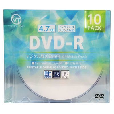 送料無料 VERTEX DVD-R Video with CPRM 1回録画用 ホワイト 120分 若者の大愛商品 インクジェットプリンタ対応 買収 DR-120DVX.10CA 10P 1-16倍速