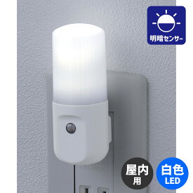 エルパ LED ナイトライト コンセント式 明暗センサー 白色光 PM-L160 (W)
