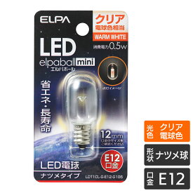 エルパ LED装飾用電球 ナツメ形 E12 クリア電球色 LDT1CL-G-E12-G106