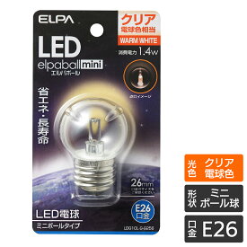 エルパ LED装飾用電球 ミニボール球形 E26 G40 クリア 電球色 LDG1CL-G-G256