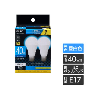 �G���p LED�d�� 2�Z�b�g �~�j�N���v�g�����` E17 40W�` �����F LDA4D-G-E17-G4103-2P