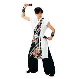 よさこい 衣装 コスチューム 袖無し打合せ半纏 着物 ポリエステル100% YOSAKOI ソーラン 祭り ダンス 舞踊 踊り 舞台 ステージ メンズ