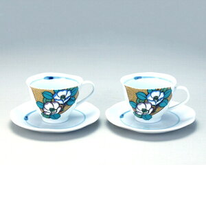 九谷焼 米寿 プレゼント 金婚式 ペア 夫婦コーヒー 吉田屋風椿文【陶器 還暦祝い 退職祝 結婚祝い 贈り物 ペア 夫婦 誕生日 退職祝い プレゼント 男性 古希 喜寿 祝い 】